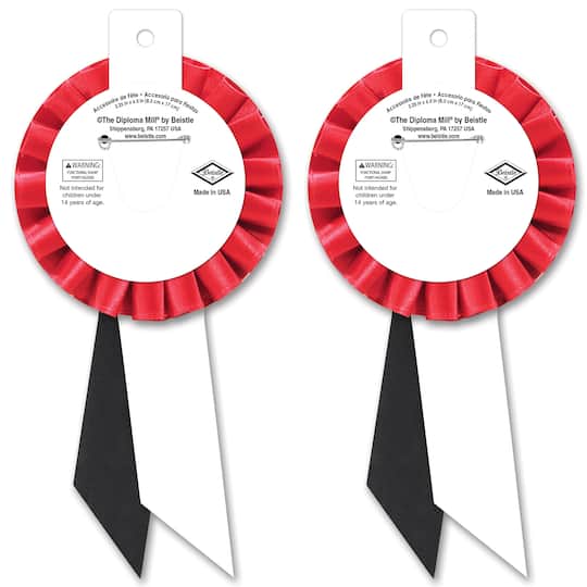 Beistle Red Stripe Honor Our Heroes Rosettes, 2ct.